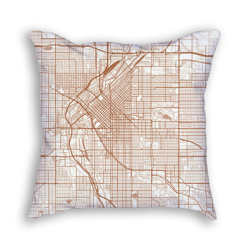 Denver Colorado City Map Art Decorative Throw Pillow