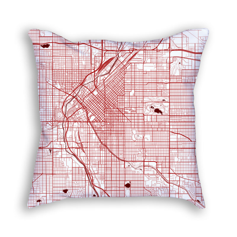 Denver Colorado City Map Art Decorative Throw Pillow