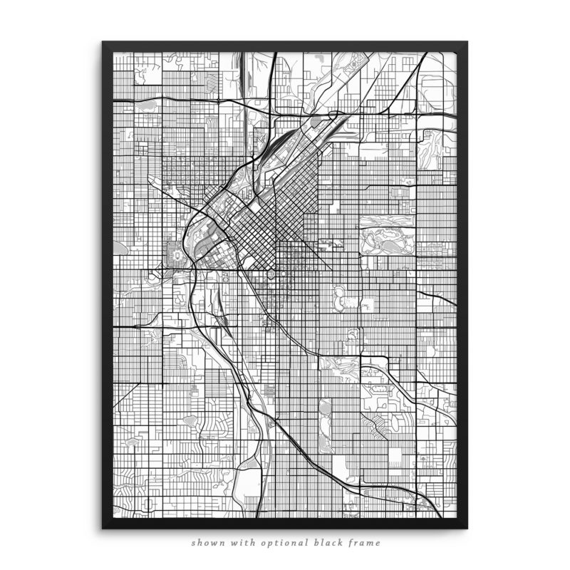 Denver CO City Street Map White Poster