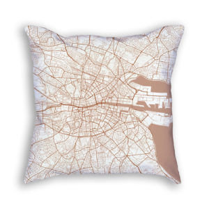 Dublin Ireland City Map Art Decorative Throw Pillow