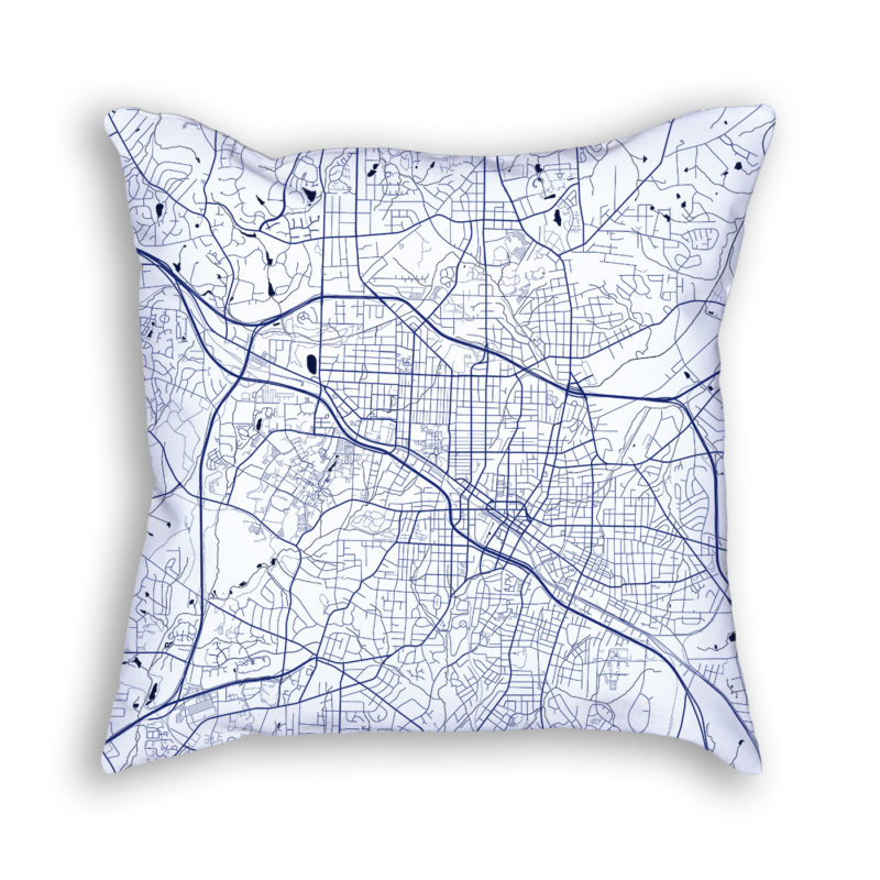 Durham North Carolina City Map Art Decorative Throw Pillow