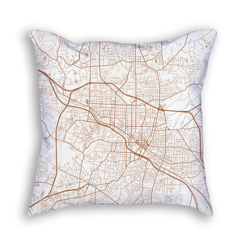 Durham NC City Map Art Decorative Throw Pillow