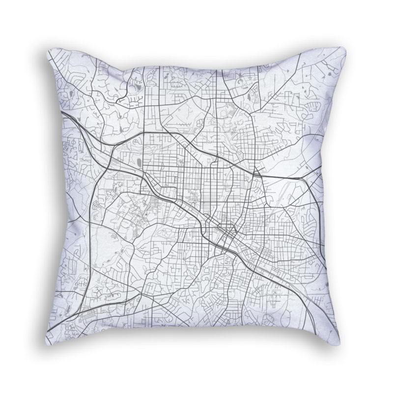 Durham North Carolina City Map Art Decorative Throw Pillow