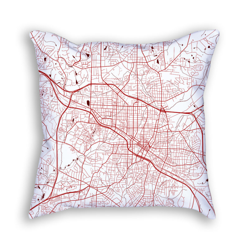 Durham North Carolina City Map Art Decorative Throw Pillow