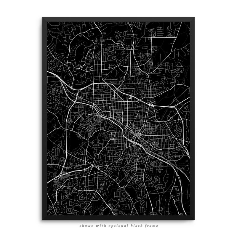 Durham NC City Street Map Black Poster