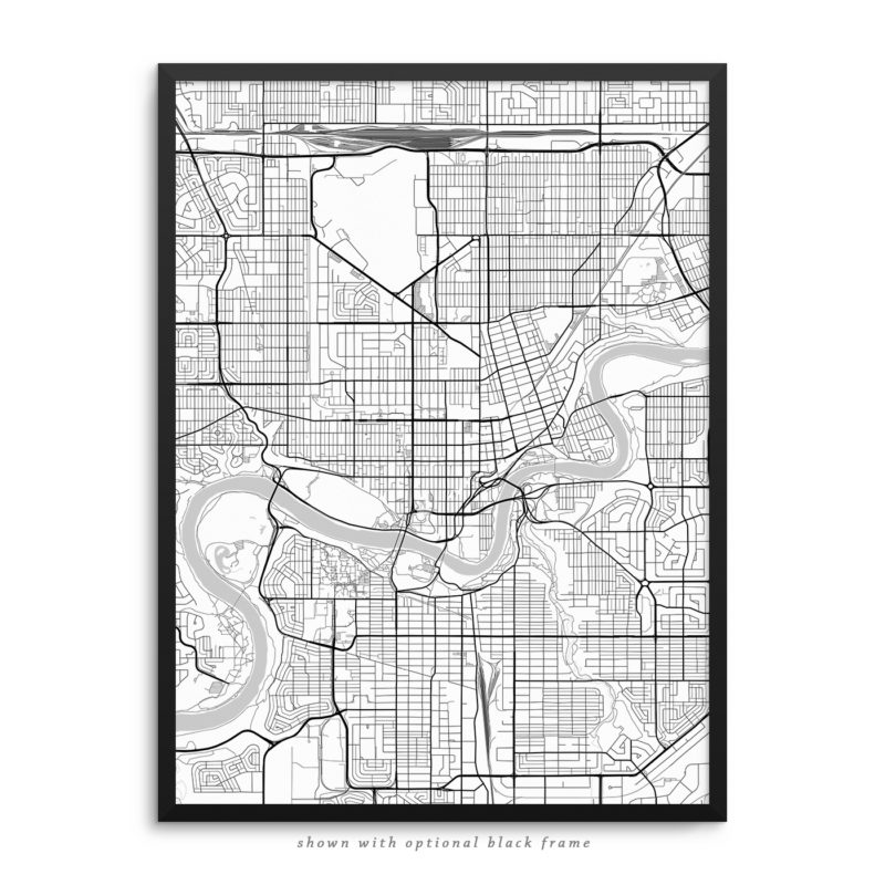 Edmonton Canada City Street Map White Poster