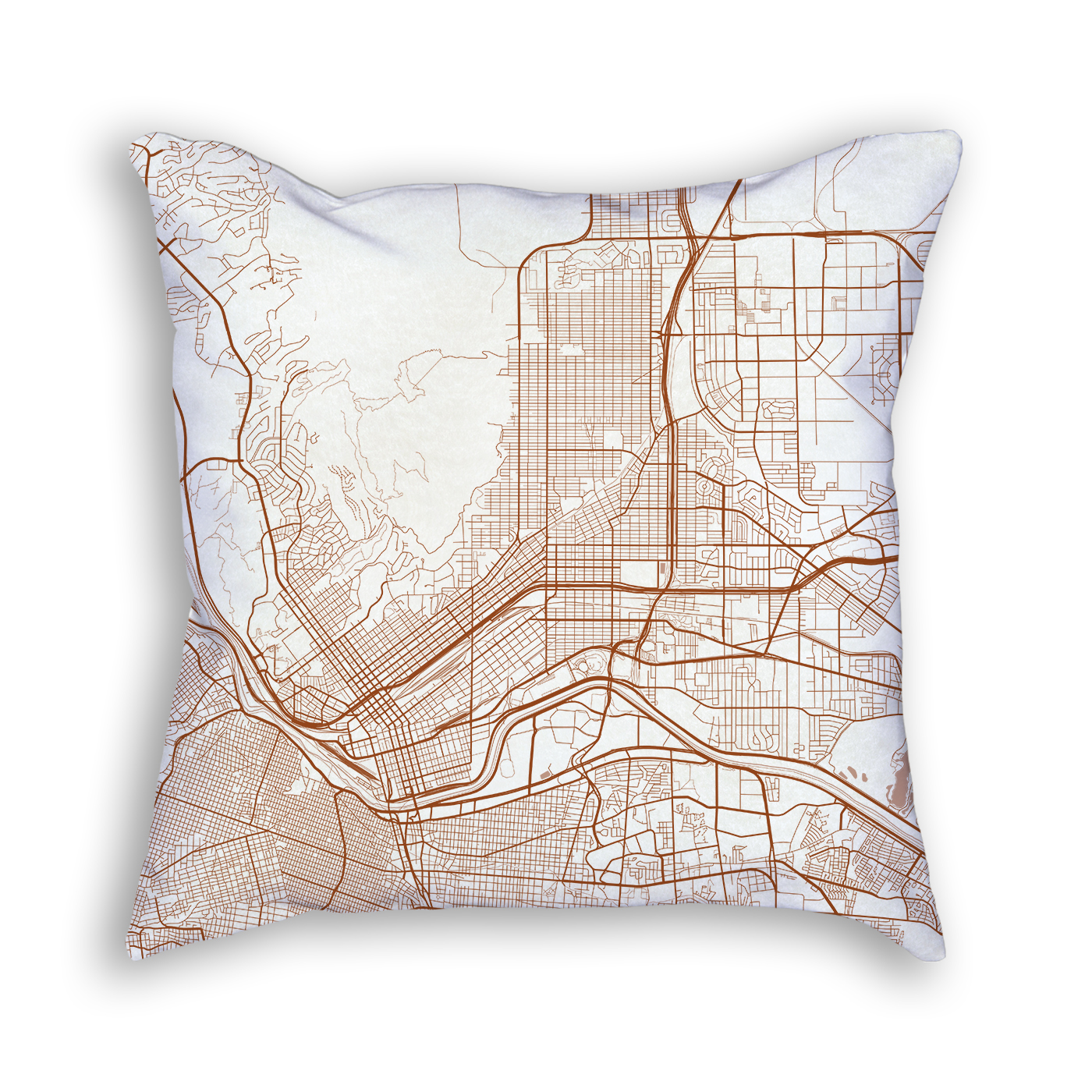 El Paso TX City Map Art Decorative Throw Pillow