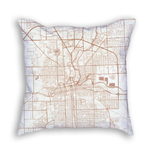 Fort Wayne Indiana City Map Art Decorative Throw Pillow