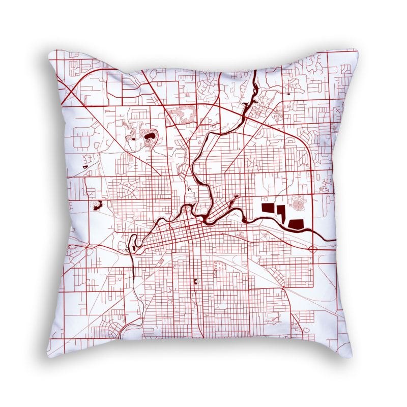 Fort Wayne Indiana City Map Art Decorative Throw Pillow