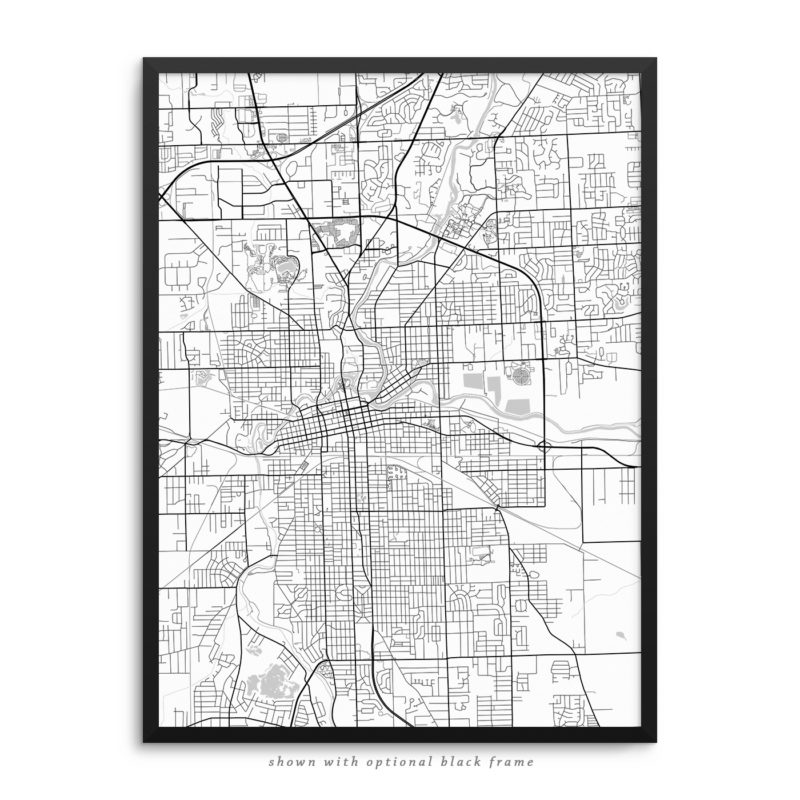 Fort Wayne IN City Street Map White Poster