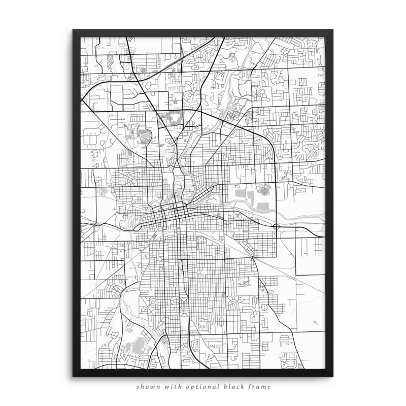 Fort Wayne IN City Street Map White Poster