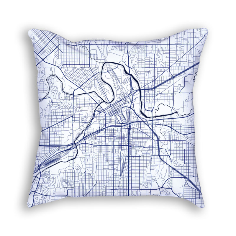 Fort Worth Texas City Map Art Decorative Throw Pillow