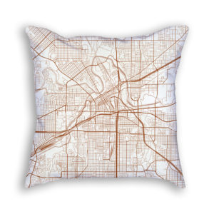 Fort Worth TX City Map Art Decorative Throw Pillow