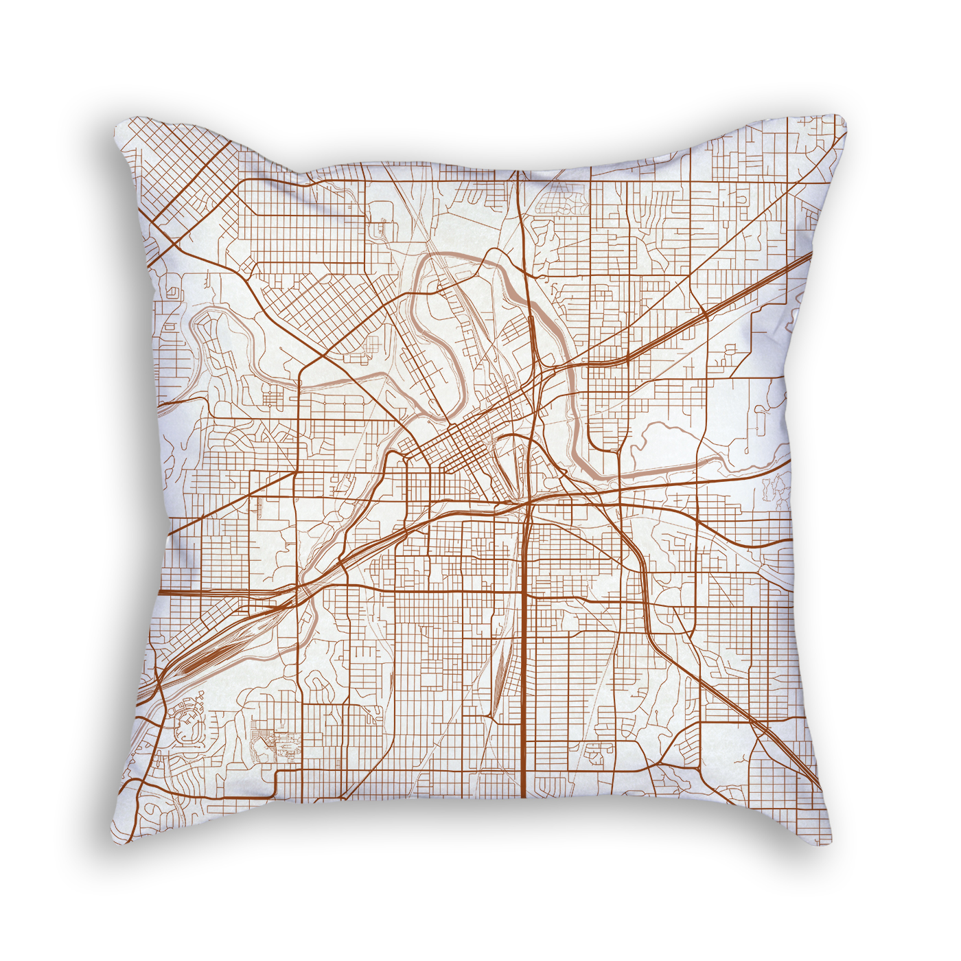 Fort Worth TX City Map Art Decorative Throw Pillow