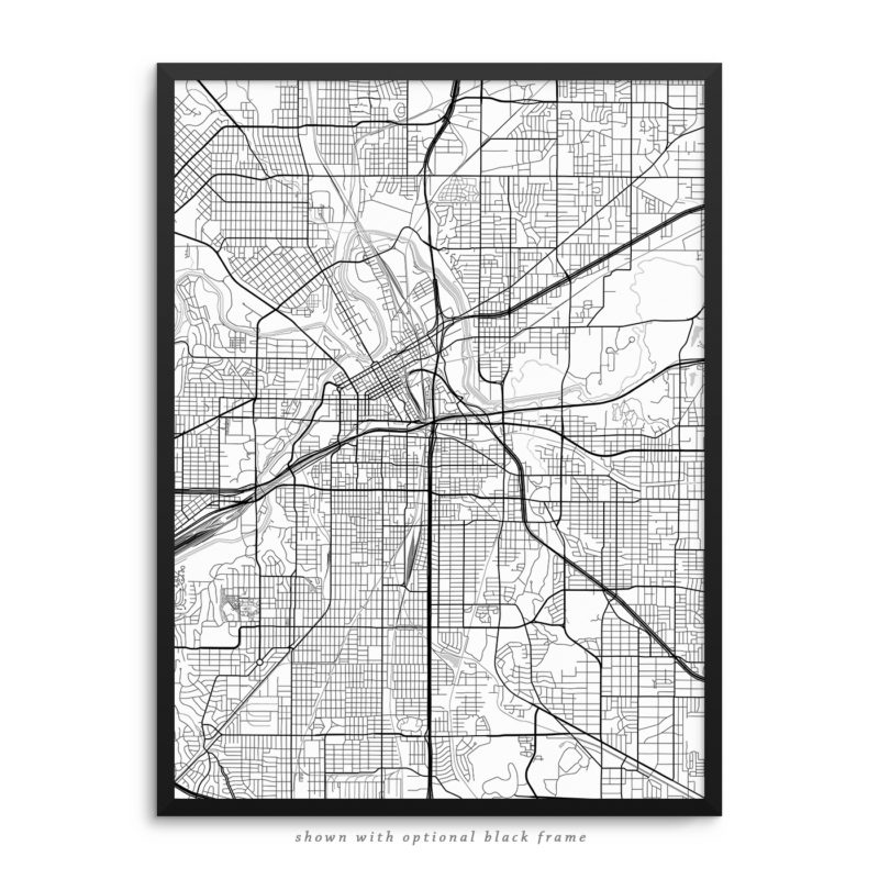 Fort Worth TX City Street Map White Poster