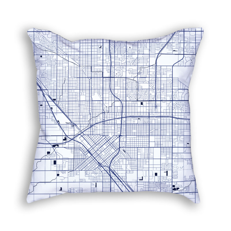 Fresno California City Map Art Decorative Throw Pillow