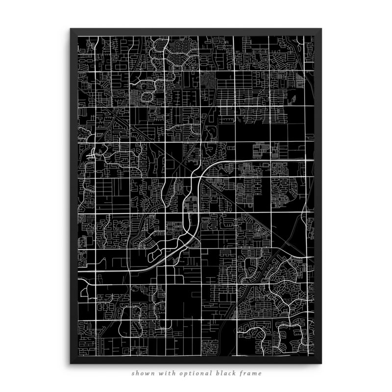 Gilbert AZ City Street Map Black Poster