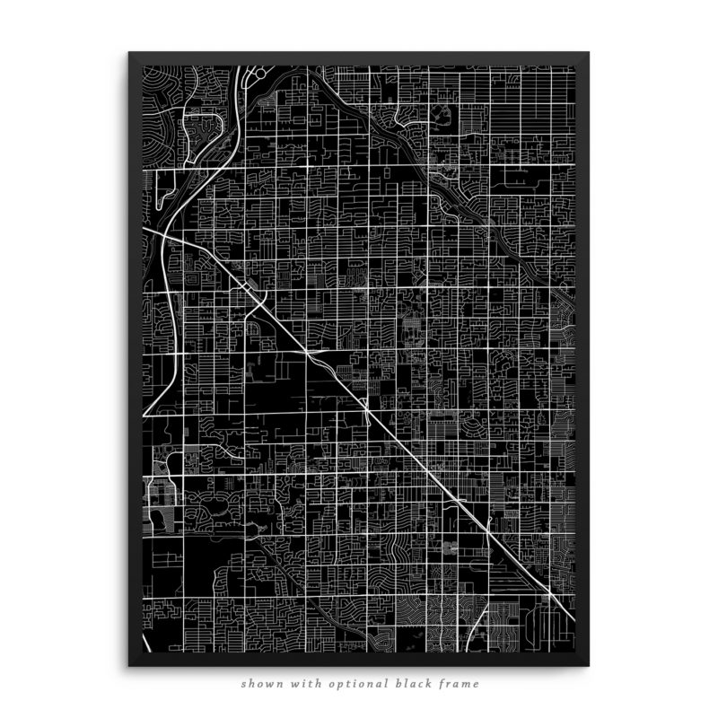 Glendale AZ City Street Map Black Poster