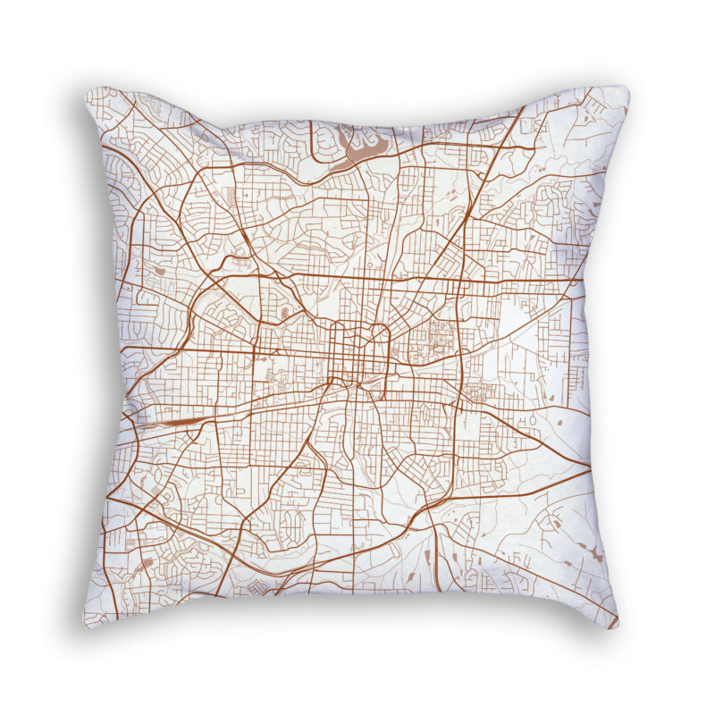Greensboro NC City Map Art Decorative Throw Pillow