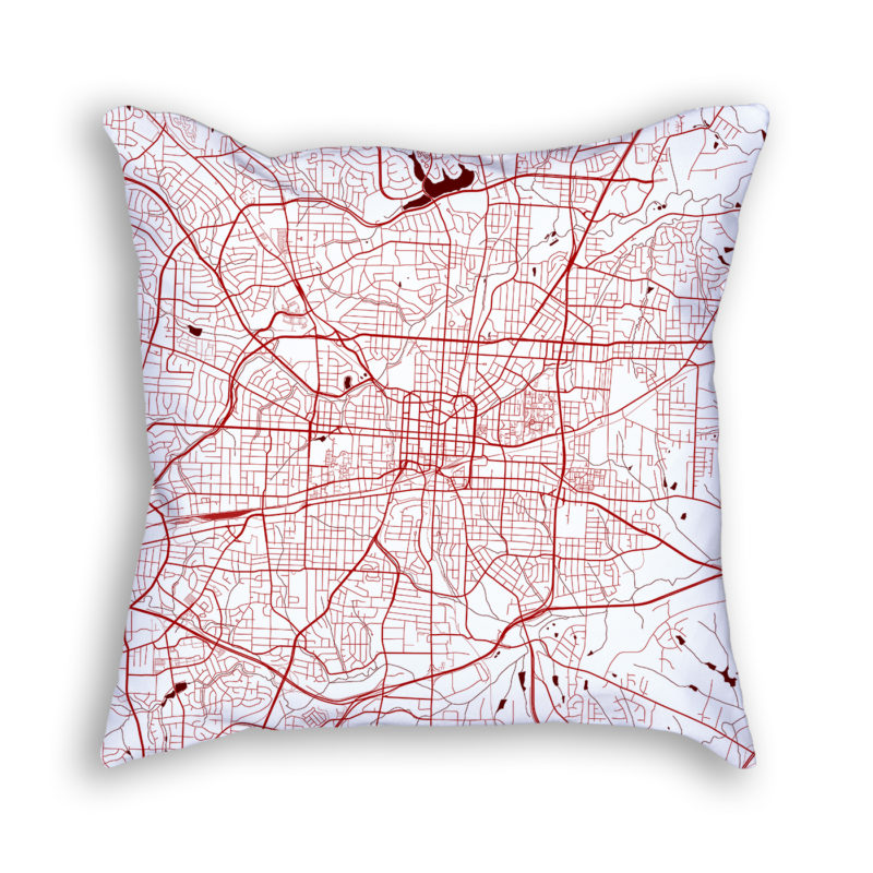 Greensboro North Carolina City Map Art Decorative Throw Pillow