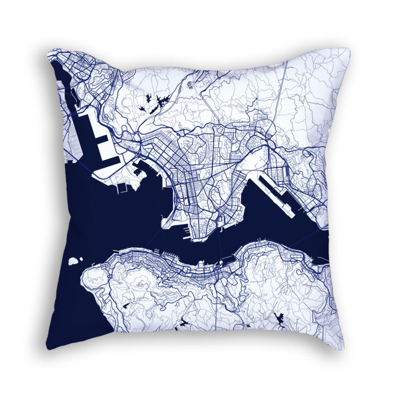 Hong Kong China City Map Art Decorative Throw Pillow