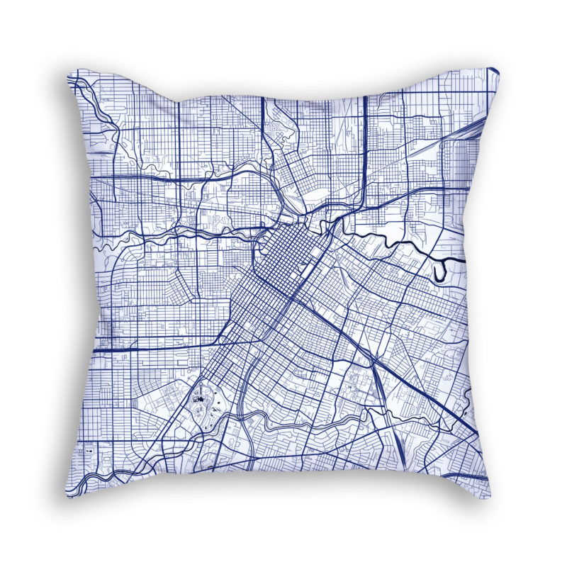 Houston Texas City Map Art Decorative Throw Pillow