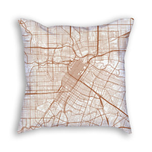 Houston TX City Map Art Decorative Throw Pillow