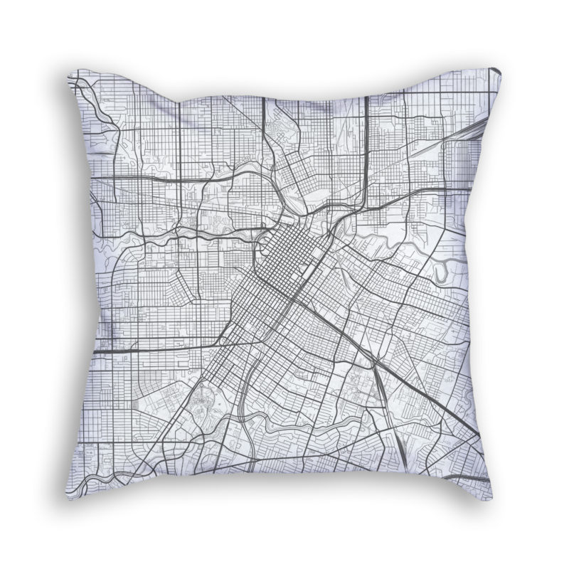 Houston Texas City Map Art Decorative Throw Pillow