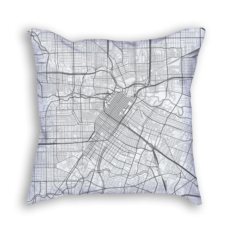 Houston Texas City Map Art Decorative Throw Pillow