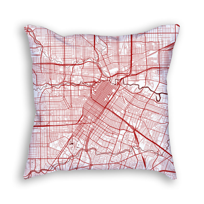 Houston Texas City Map Art Decorative Throw Pillow