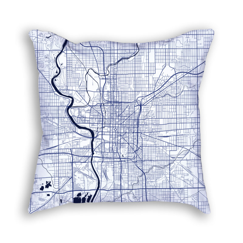 Indianapolis Indiana City Map Art Decorative Throw Pillow