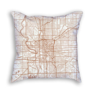 Indianapolis Indiana City Map Art Decorative Throw Pillow