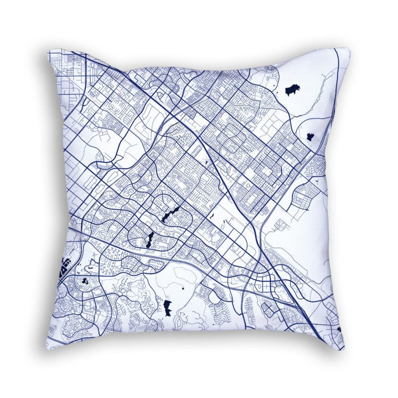 Irvine California City Map Art Decorative Throw Pillow