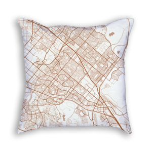 Irvine CA City Map Art Decorative Throw Pillow