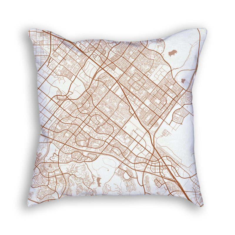 Irvine CA City Map Art Decorative Throw Pillow