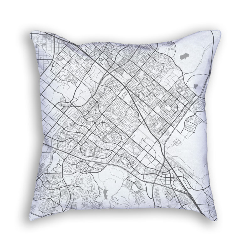 Irvine California City Map Art Decorative Throw Pillow