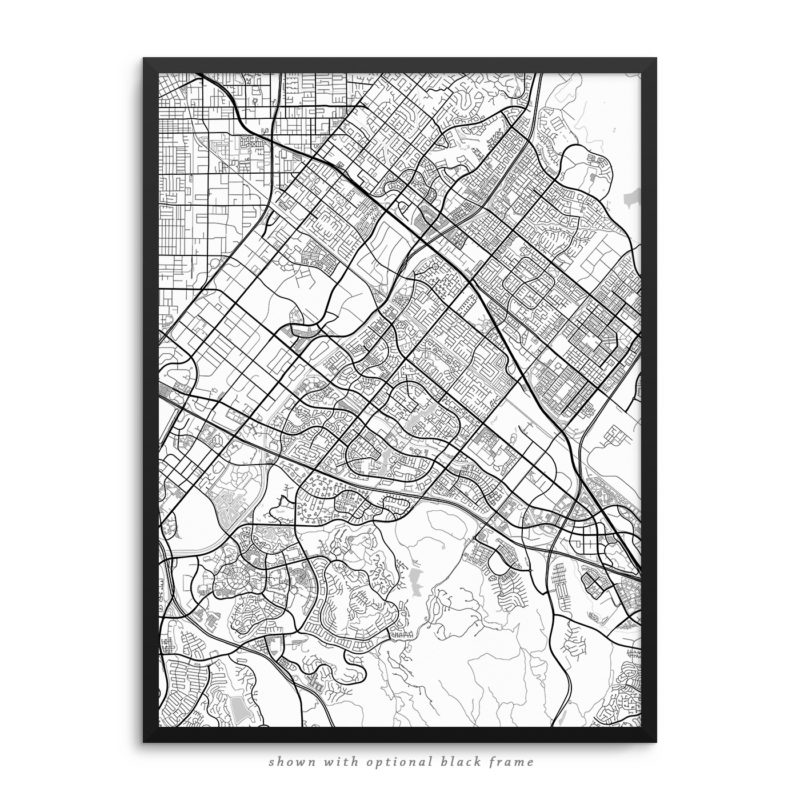 Irvine CA City Street Map White Poster