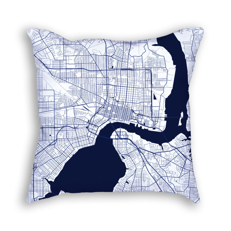 Jacksonville Florida City Map Art Decorative Throw Pillow