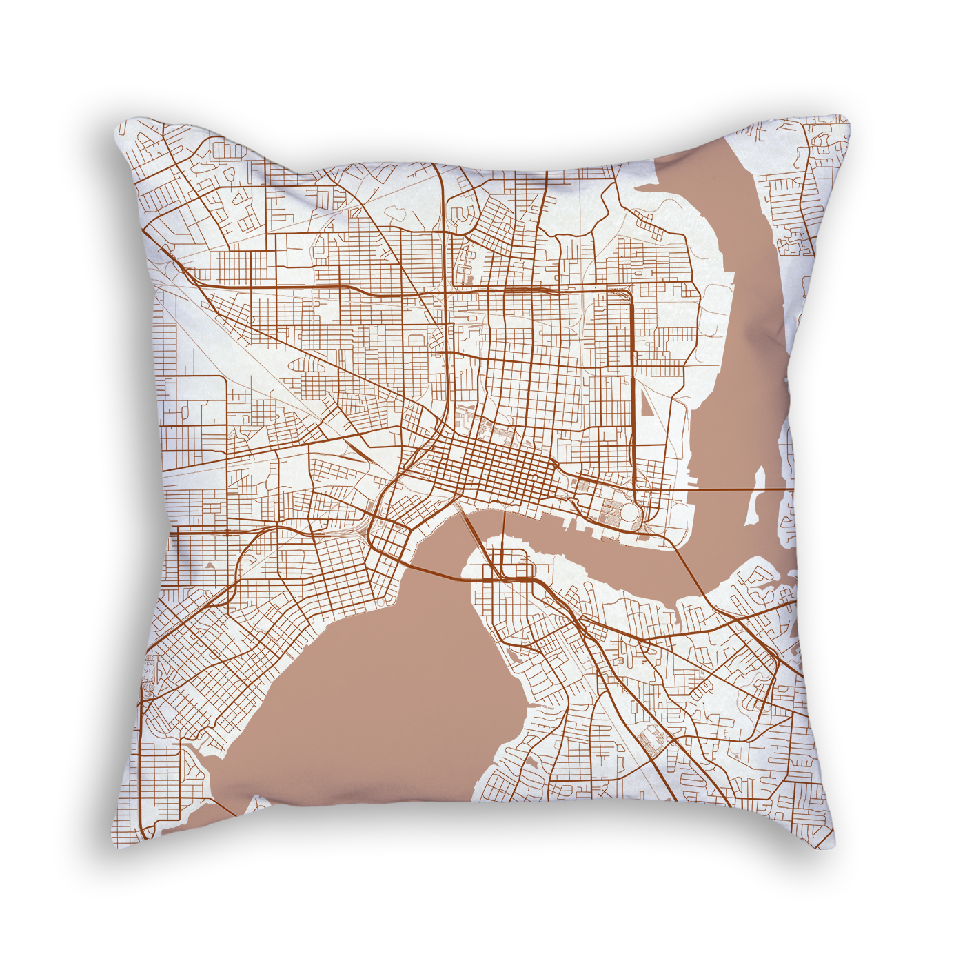 Jacksonville Florida City Map Art Decorative Throw Pillow