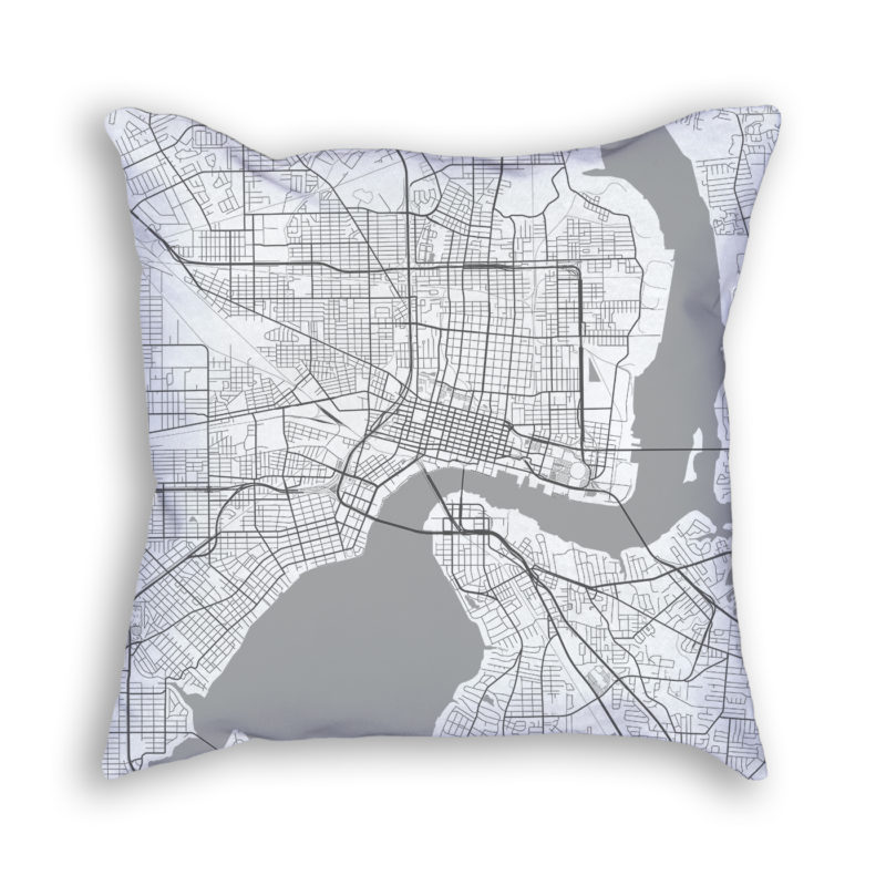 Jacksonville Florida City Map Art Decorative Throw Pillow