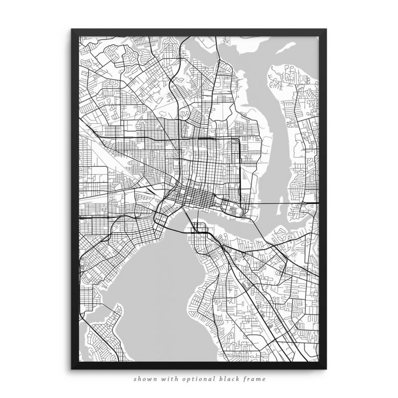 Jacksonville FL City Street Map White Poster