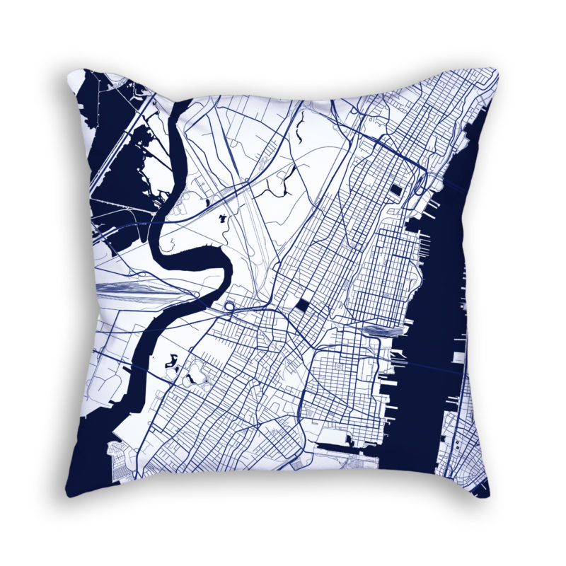 Jersey City New Jersey City Map Art Decorative Throw Pillow