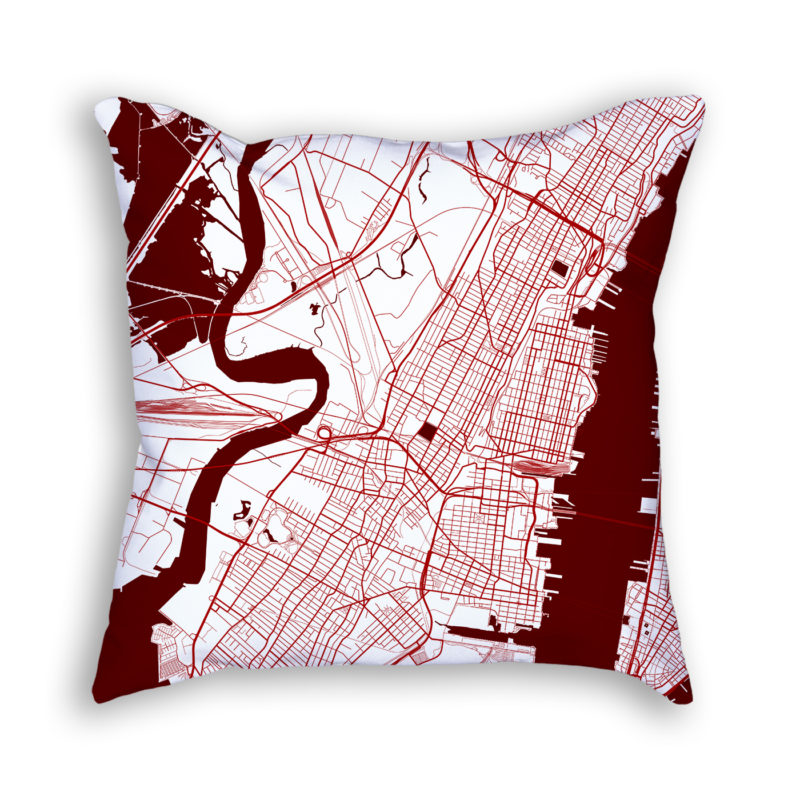 Jersey City New Jersey City Map Art Decorative Throw Pillow