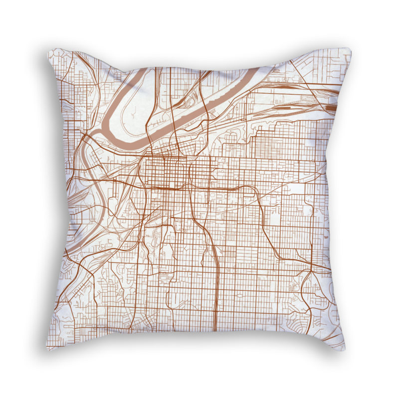 Kansas City Missouri City Map Art Decorative Throw Pillow