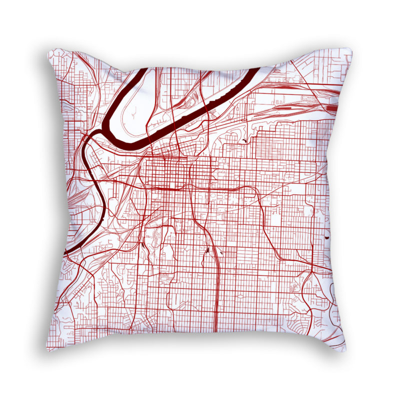 Kansas City Missouri City Map Art Decorative Throw Pillow