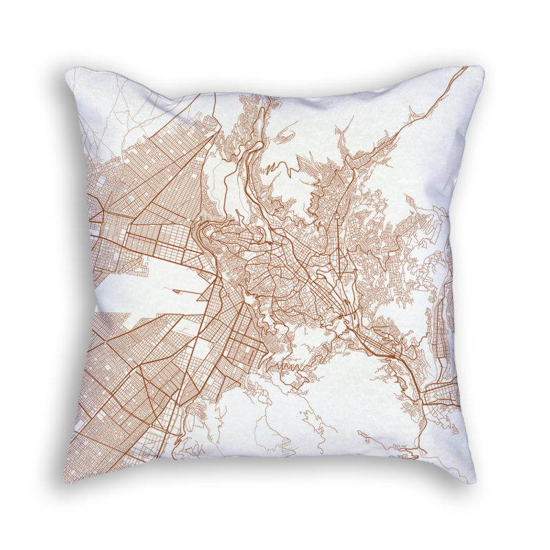 La Paz Bolivia City Map Art Decorative Throw Pillow