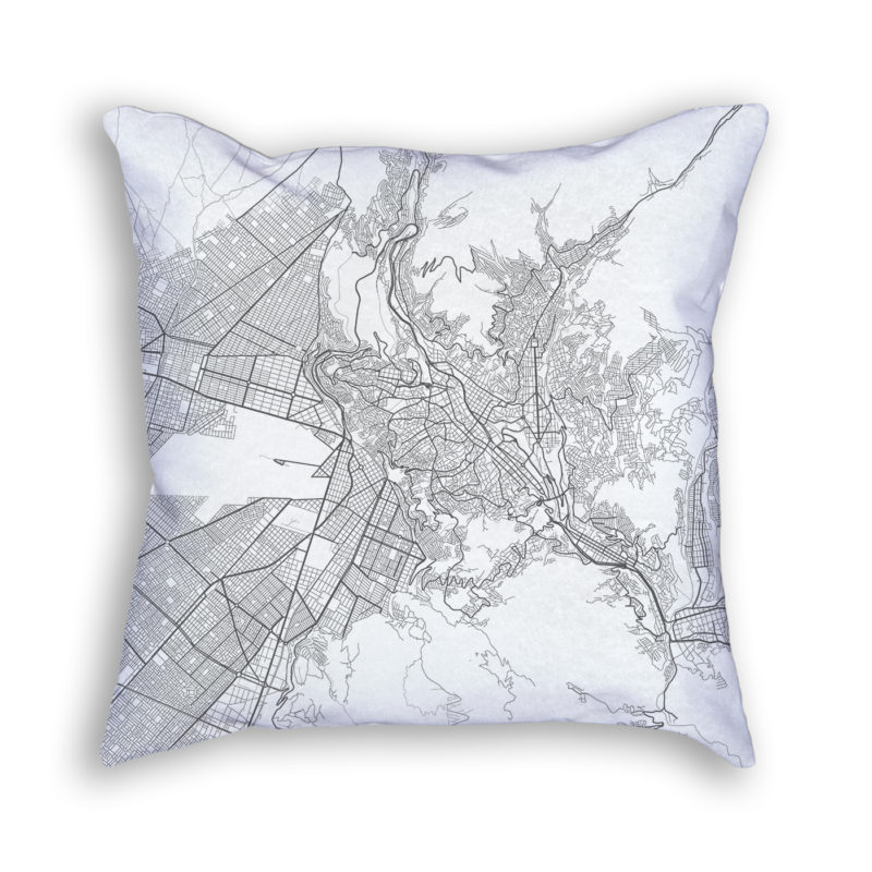 La Paz Bolivia City Map Art Decorative Throw Pillow