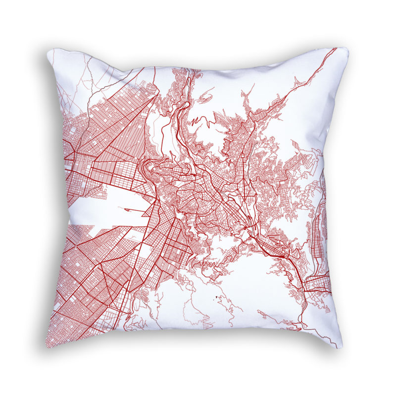 La Paz Bolivia City Map Art Decorative Throw Pillow