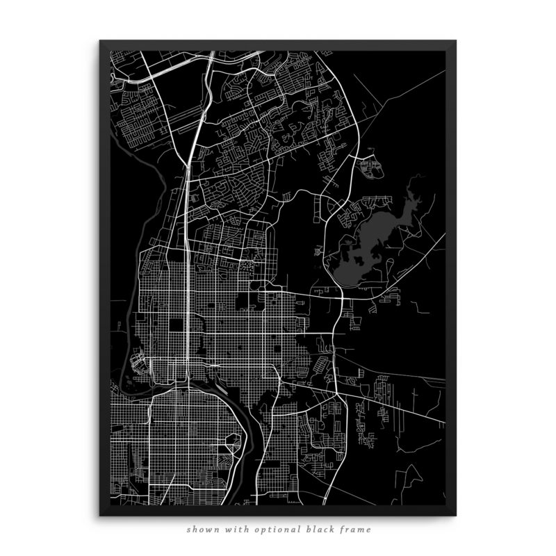 Laredo TX City Street Map Black Poster