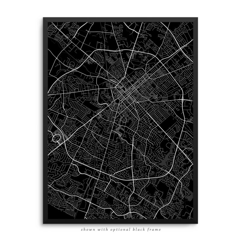 Lexington KY City Street Map Black Poster